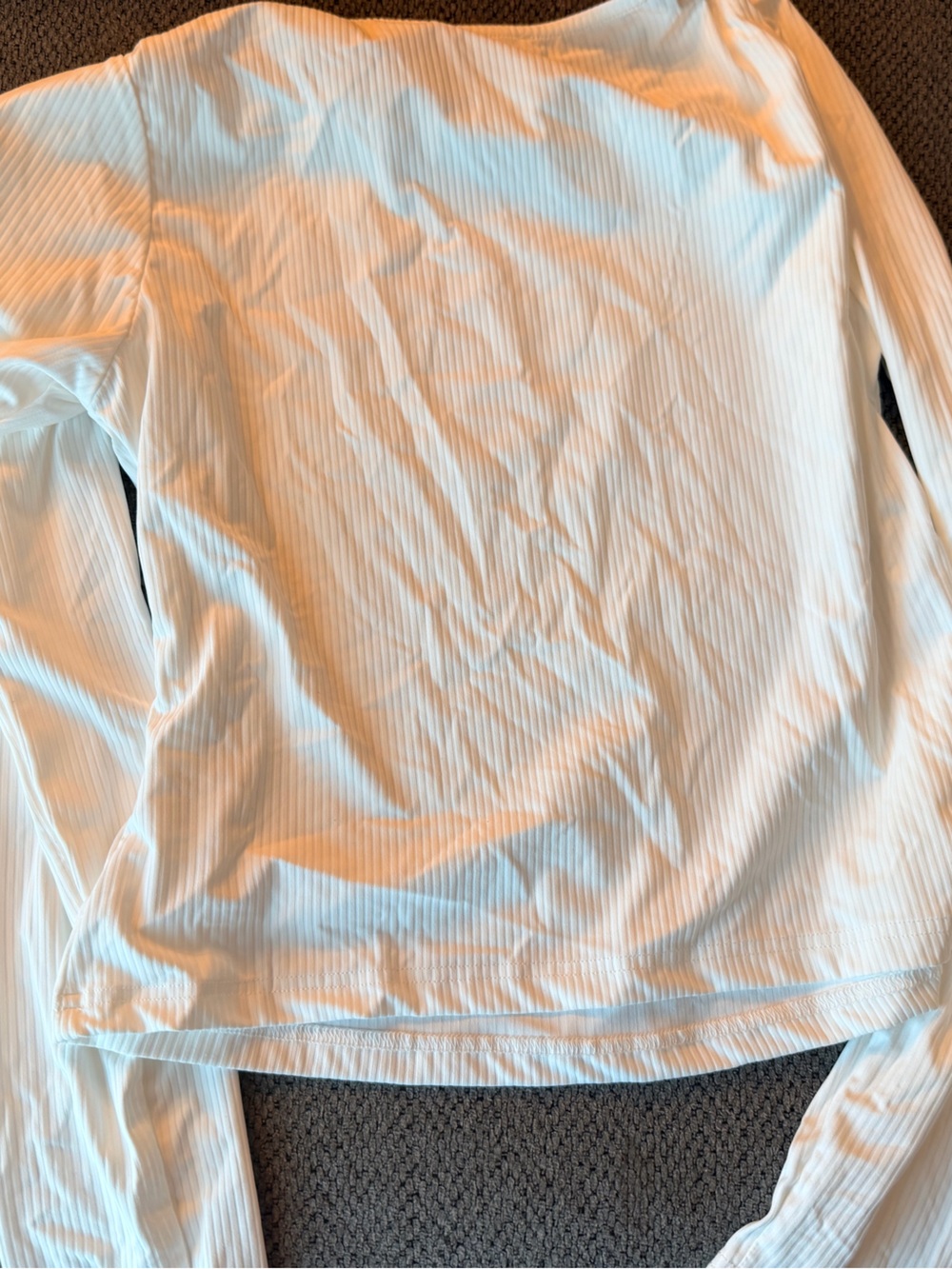 Long Sleeve Ribbed Top in White